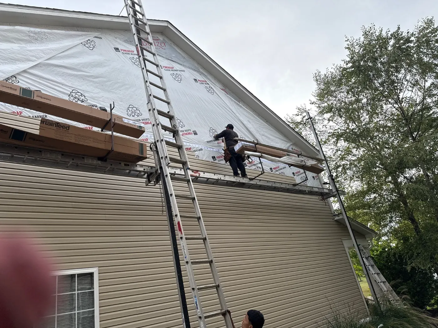 Storm damage documentation on a Fairland commercial building